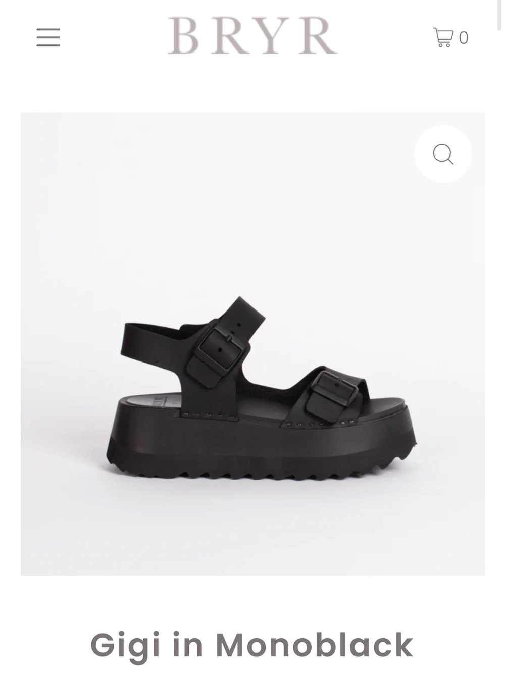 BRYR Gigi Platform Chonk Sandals in Monochrome Black size 8 / 38